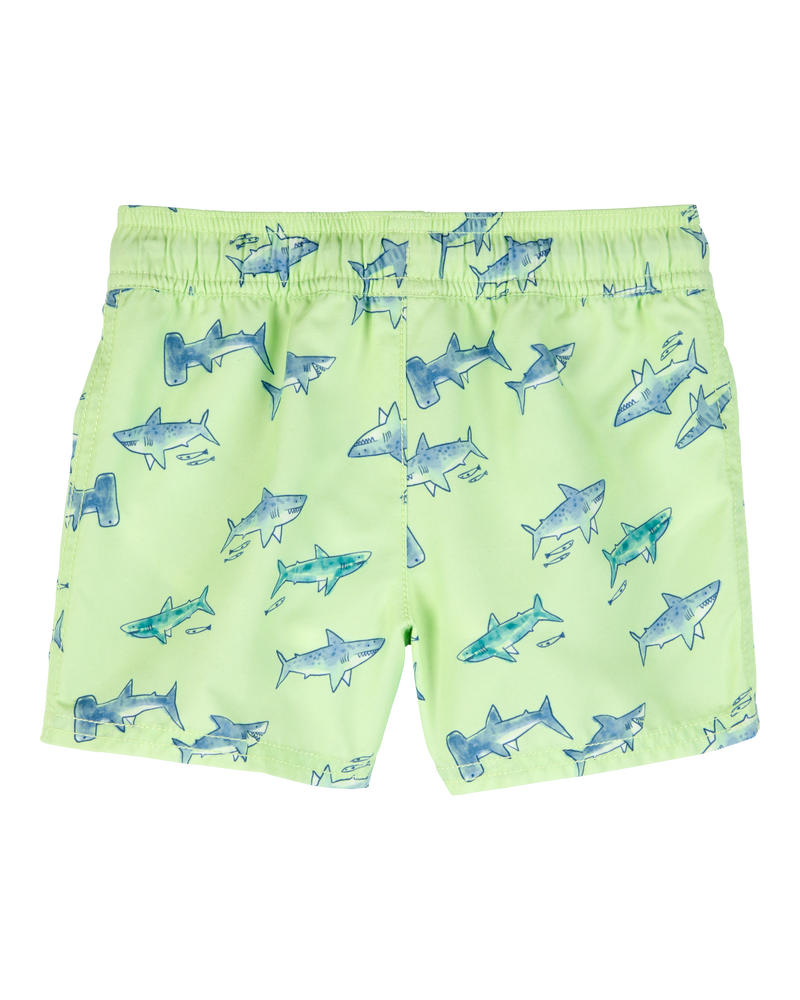 Toddler Boy Shark Swim Trunks - Lime Green